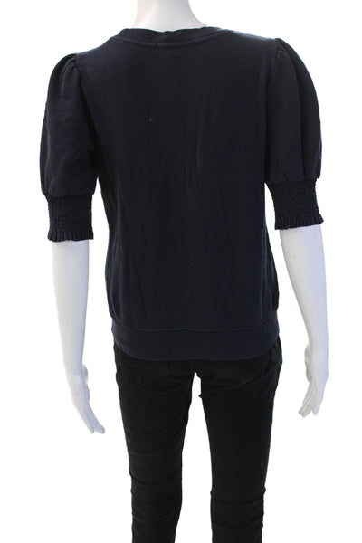 Joie Womens Basic Crew Neck Short Sleeve Dark Blue Cotton T-Shirt Size S