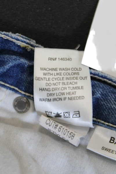 Amo Women Ankle Cropped Straight Blue 100% Cotton Mid Rise Jeans Size 24
