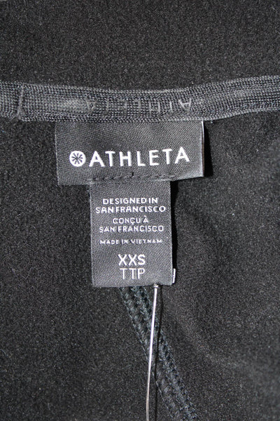 Athleta Women Full-zip Hoodie Black High Neck Drawstring Long Sleeve Size 2XS
