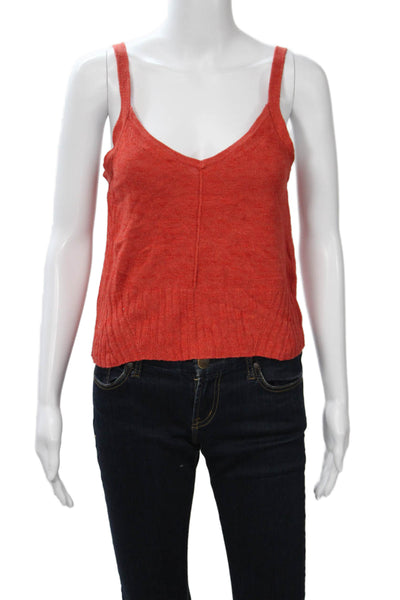 Banana Republic Women Red Cropped Camisole V-Neck Ramie Rayon Size XS