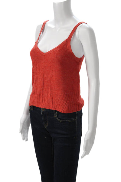 Banana Republic Women Red Cropped Camisole V-Neck Ramie Rayon Size XS