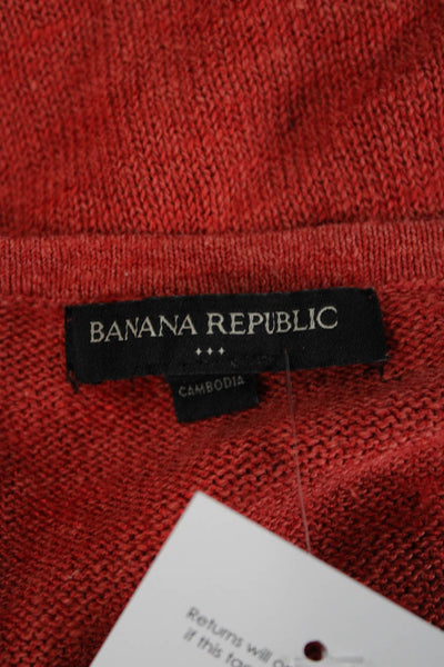 Banana Republic Women Red Cropped Camisole V-Neck Ramie Rayon Size XS