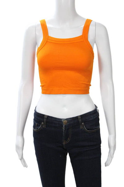 Out From Under Women Cropped Tank Square Neck Orange Nylon Elastane Size XS