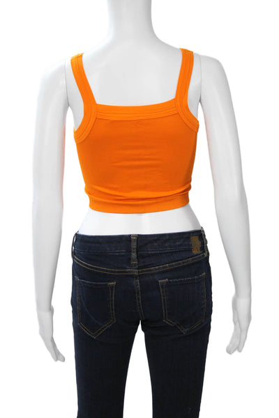 Out From Under Women Cropped Tank Square Neck Orange Nylon Elastane Size XS
