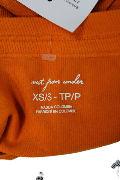 Out From Under Women Cropped Tank Square Neck Orange Nylon Elastane Size XS