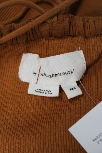 Anthropologie Women Cropped Camisole Spaghetti Strap Brown Boho Solid Size 2XS