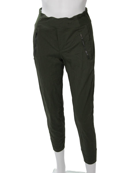 Athleta Womens Ankle Jogger Pants Green Nylon Spandex Zip Petite Size 0