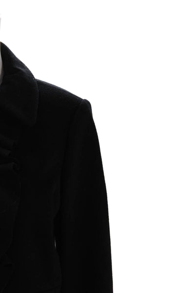J Crew Womens Black Classic Collared Overcoat Button Long Sleeve Size S