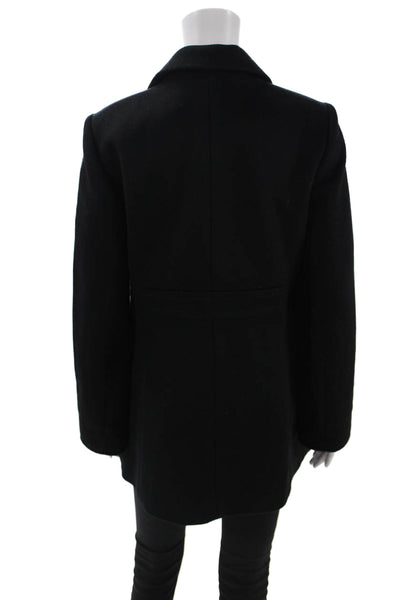 J Crew Womens Black Classic Collared Overcoat Button Long Sleeve Size S