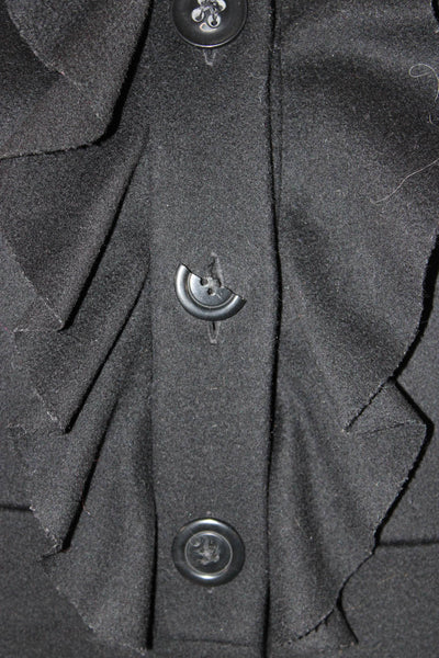 J Crew Womens Black Classic Collared Overcoat Button Long Sleeve Size S