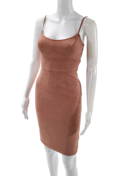 BCBGMAXAZRIA Women Bodycon Sheath Dress Brown Sleeveless Round Neck Size 2XS