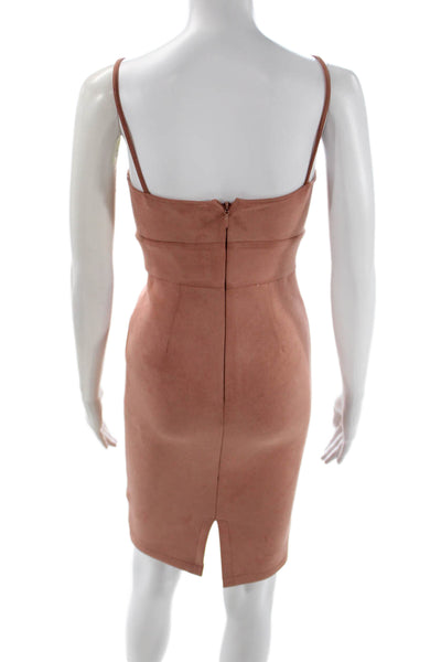 BCBGMAXAZRIA Women Bodycon Sheath Dress Brown Sleeveless Round Neck Size 2XS