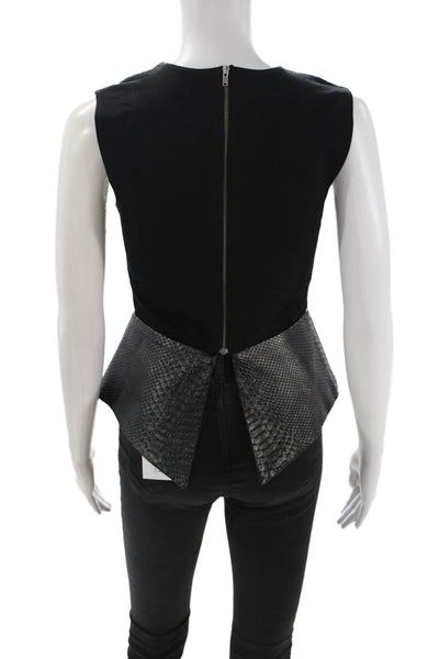 Mason Women Sleeveless Lambskin Snake Print Top Zip Round Neck Size 2