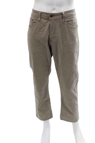 AG Adriano Goldschmied Mens Chino Khakis Beige Cropped Ankle Button Size 34