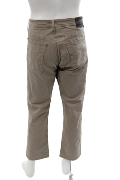 AG Adriano Goldschmied Mens Chino Khakis Beige Cropped Ankle Button Size 34
