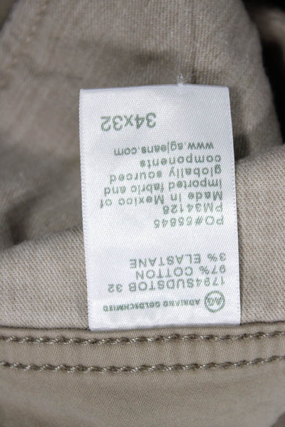 AG Adriano Goldschmied Mens Chino Khakis Beige Cropped Ankle Button Size 34