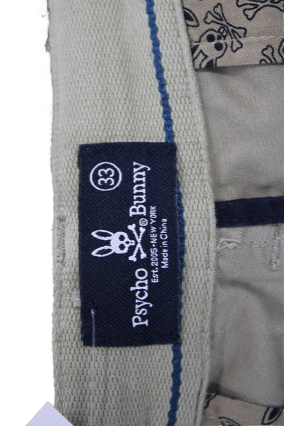 Psycho Bunny Mens Chinos Beige Cotton Blend Skull Size 33
