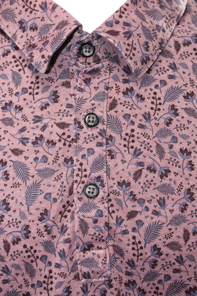 7 Diamonds Mens Floral Print Collar Short Sleeve Polo Shirt Pink Size XXL