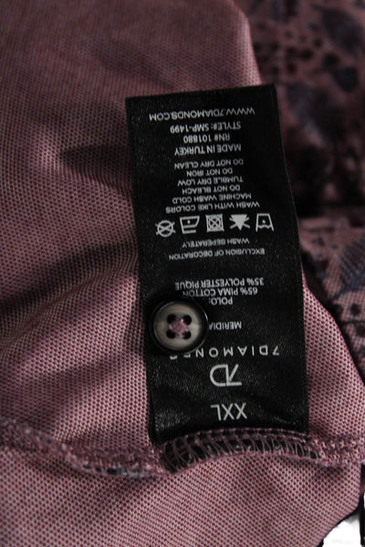 7 Diamonds Mens Floral Print Collar Short Sleeve Polo Shirt Pink Size XXL