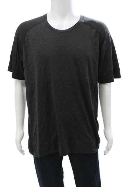 Lululemon Mens Dark Gray Crew Neck Short Sleeve Poly Spandex T-Shirt Size 2XL