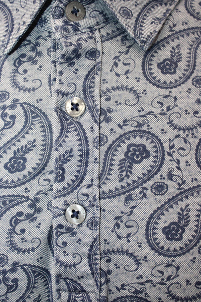 7 Diamonds Mens Paisley Print Collar Short Sleeve Polo Shirt Blue Size XXL