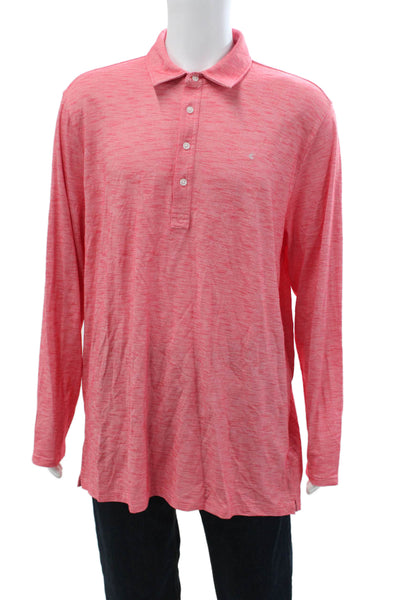 Criquet Mens Collar Long Sleeve Polo Shirt Red Size XXL