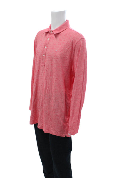 Criquet Mens Collar Long Sleeve Polo Shirt Red Size XXL