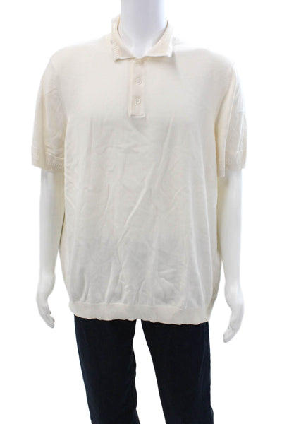 Paul Fredrick Mens Cotton Collar Short Sleeve Polo Shirt White Size XXL