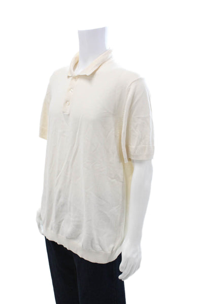 Paul Fredrick Mens Cotton Collar Short Sleeve Polo Shirt White Size XXL