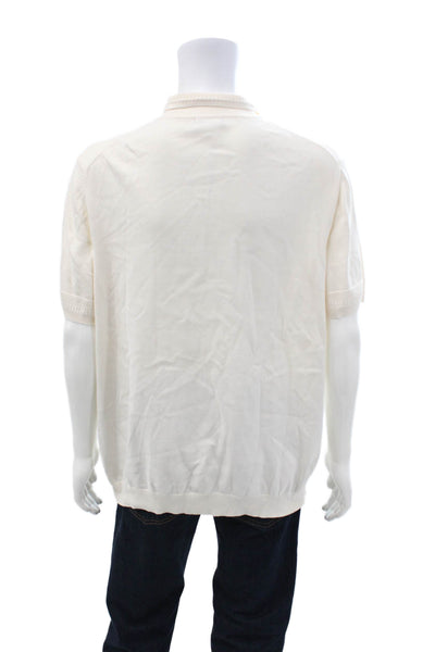 Paul Fredrick Mens Cotton Collar Short Sleeve Polo Shirt White Size XXL