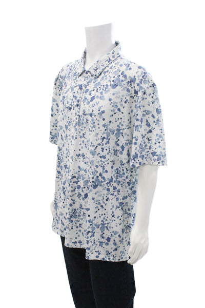 7 Diamonds Mens Splatter Paint Print Collar Short Sleeve Polo Shirt Blue Sz XXL