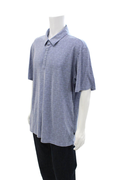 7 Diamonds Mens Floral Print Collar Short Sleeve Polo Shirt Blue Size XXL