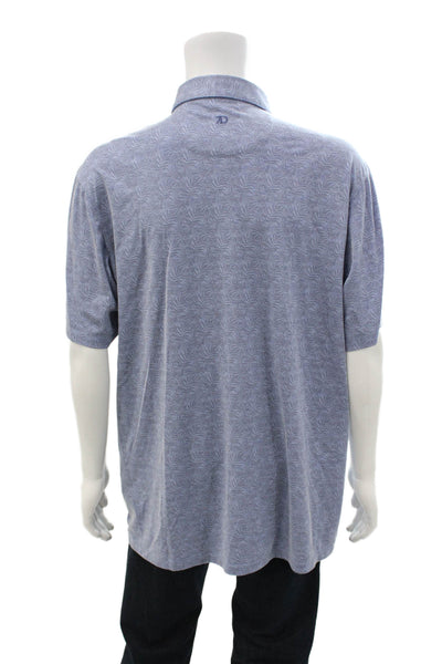 7 Diamonds Mens Floral Print Collar Short Sleeve Polo Shirt Blue Size XXL