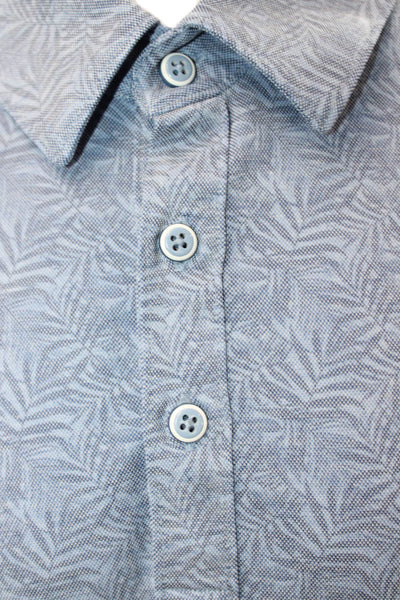 7 Diamonds Mens Floral Print Collar Short Sleeve Polo Shirt Blue Size XXL