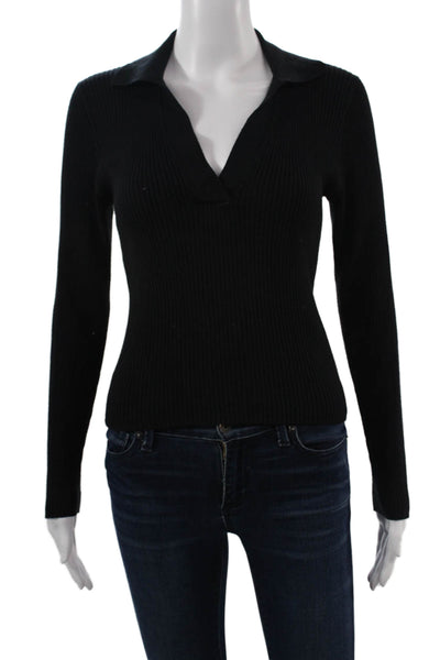 Rails Unisex Pullover Sweater Black Collared Long Sleeve Classic Size 2XS
