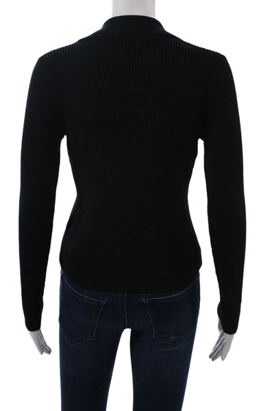Rails Unisex Pullover Sweater Black Collared Long Sleeve Classic Size 2XS