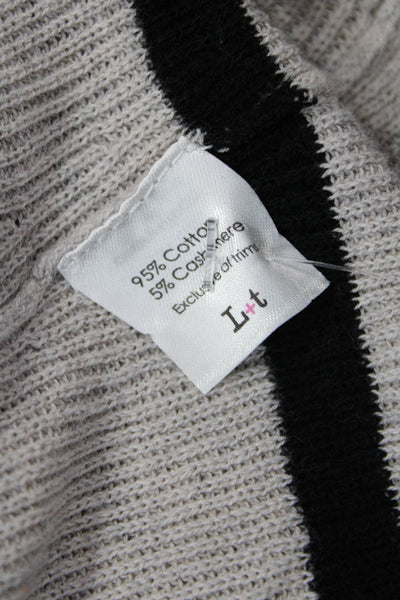 L T Unisex Beige Striped V-Neck Pullover 95% Cotton 5% Cashmere Size XS