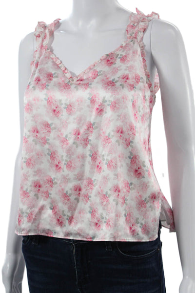 Cami NYC Women Pink Silk Floral V-Neck Camisole Sleeveless Size XS