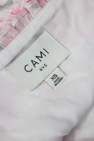 Cami NYC Women Pink Silk Floral V-Neck Camisole Sleeveless Size XS