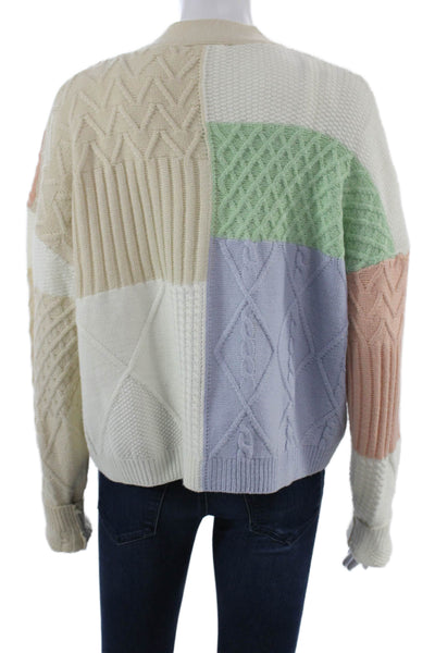 Storia Unisex Beige V-Neck Cardigan Button 100% Acrylic Long Sleeve Size M