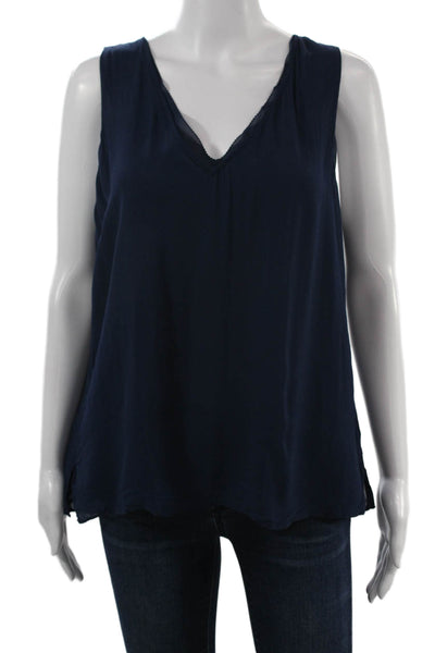 Ecru Womens Basic V Neck Sleeveless Tank Dark Blue 100% Viscose Size L