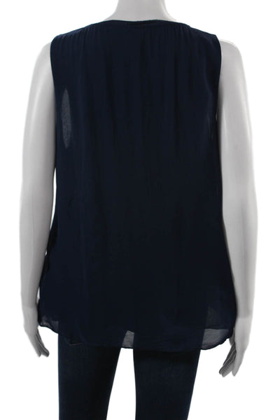 Ecru Womens Basic V Neck Sleeveless Tank Dark Blue 100% Viscose Size L