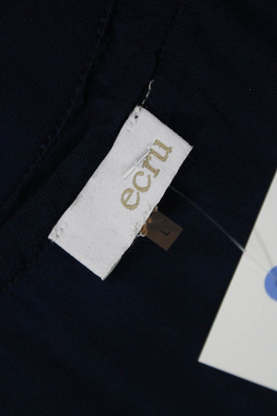 Ecru Womens Basic V Neck Sleeveless Tank Dark Blue 100% Viscose Size L