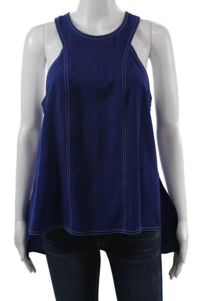 BCBGMAXAZRIA Women Dark Blue Sleeveless Round Neck Tank Solid Designer Size M