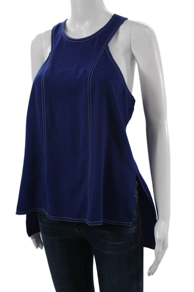 BCBGMAXAZRIA Women Dark Blue Sleeveless Round Neck Tank Solid Designer Size M