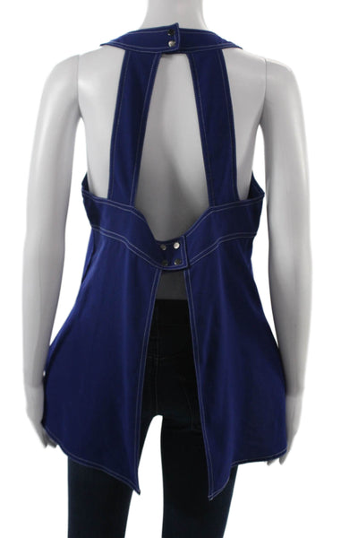BCBGMAXAZRIA Women Dark Blue Sleeveless Round Neck Tank Solid Designer Size M