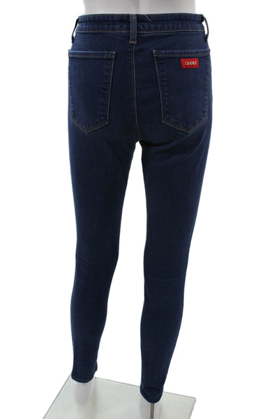 L'Agence Womens Dark Blue Skinny Ankle Jeans Mid Rise Button Size 27