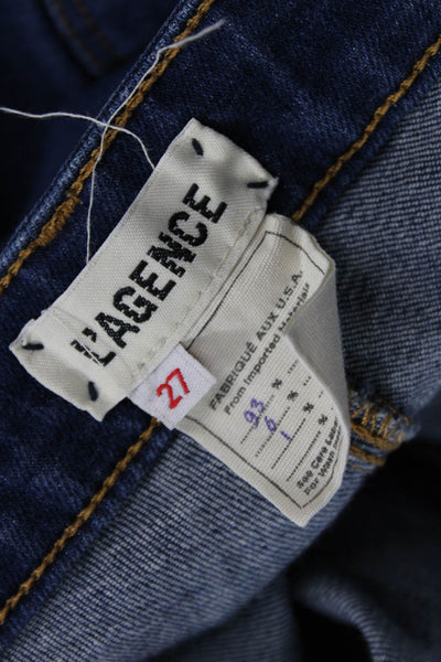 L'Agence Womens Dark Blue Skinny Ankle Jeans Mid Rise Button Size 27