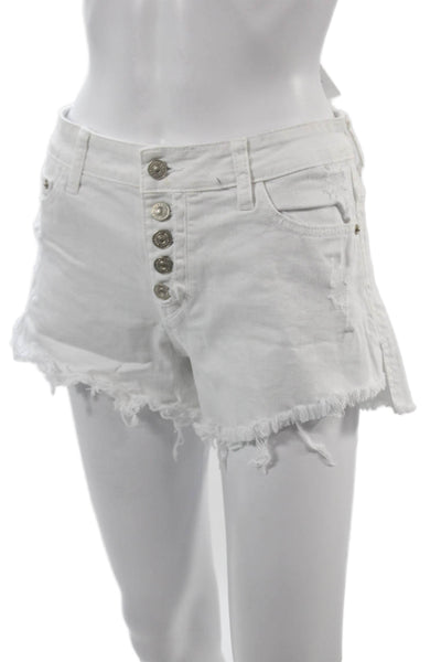 Just USA Unisex White Beach Button Shorts 99% Cotton 1% Spandex Size M