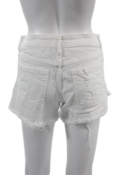 Just USA Unisex White Beach Button Shorts 99% Cotton 1% Spandex Size M